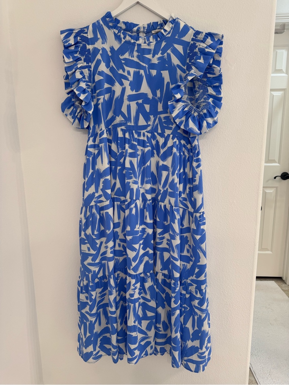 Blue and White Ruffle Dress